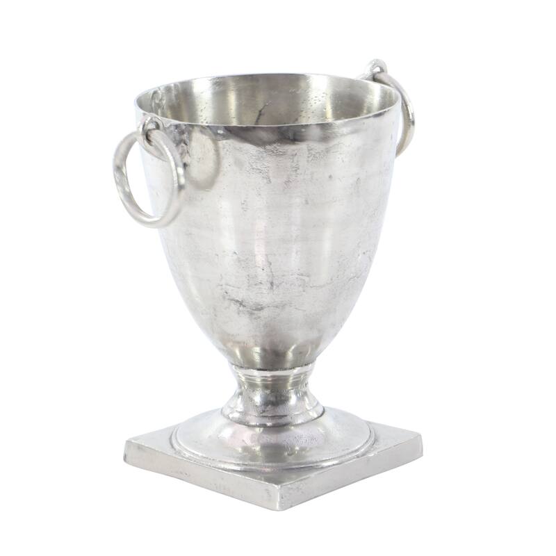 Aluminum Metal Champagne 2 Bottle Ice Bucket - Silver - Roche River Decor - 12"W x 16"L x 18"H