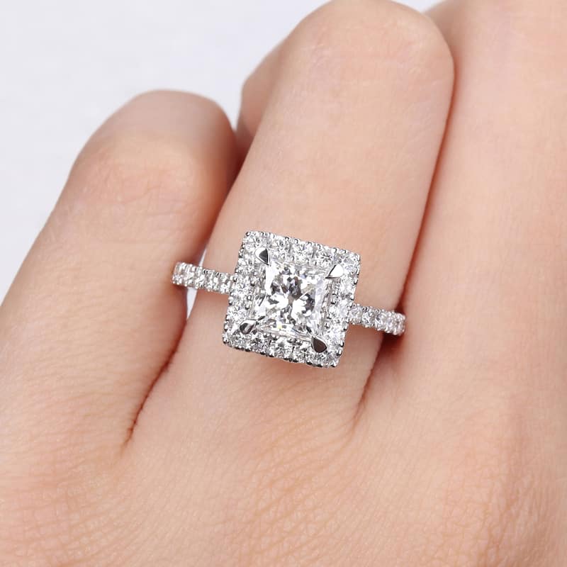 3 1/2ct TDW Princess-Cut Lab Grown Diamond Three-Stone Ring 14k White Gold