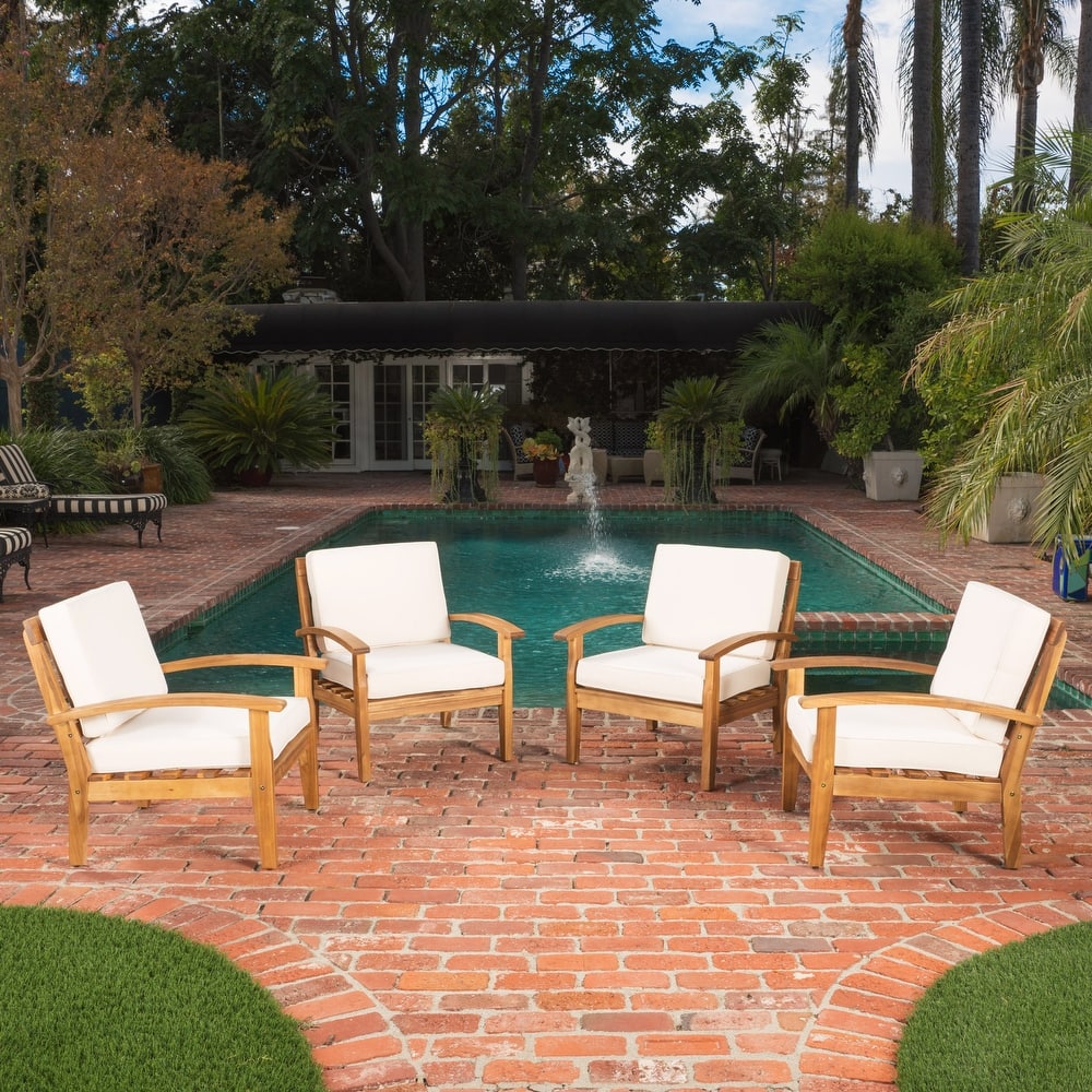 Peyton Outdoor Wooden Club Chair (Set of 4) by Christopher Knight Home