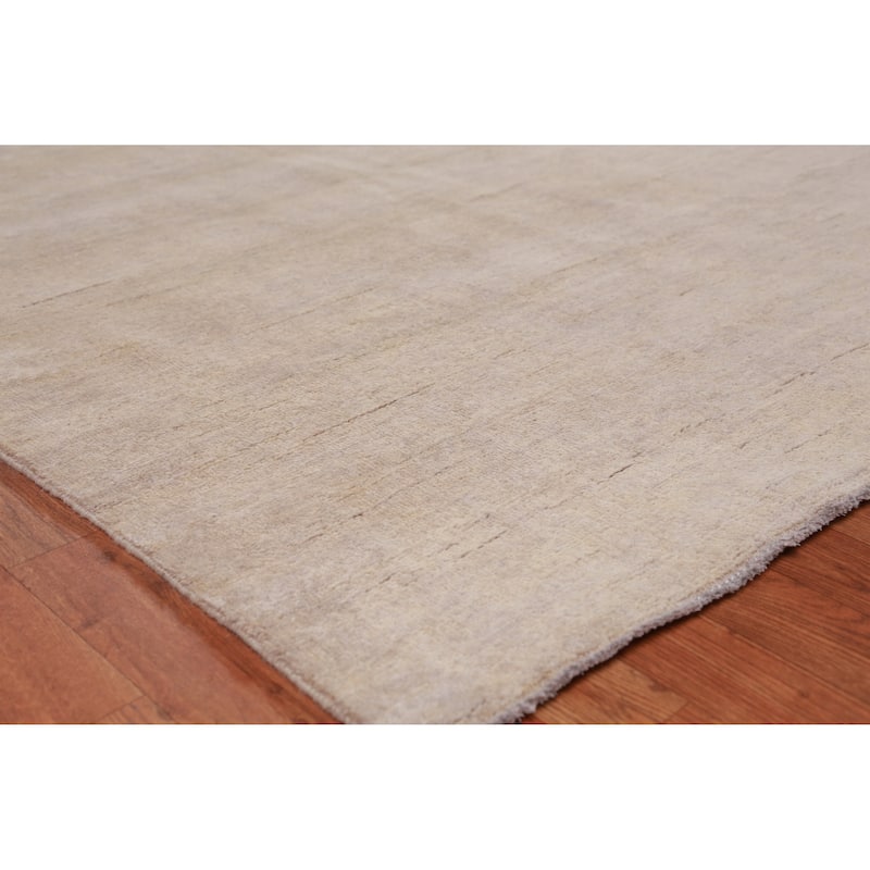 Hand Knotted Oriental 100% Wool Carpet Modern Solid Brown Gabbeh Area Rug - 14' 2'' X 10' 3''