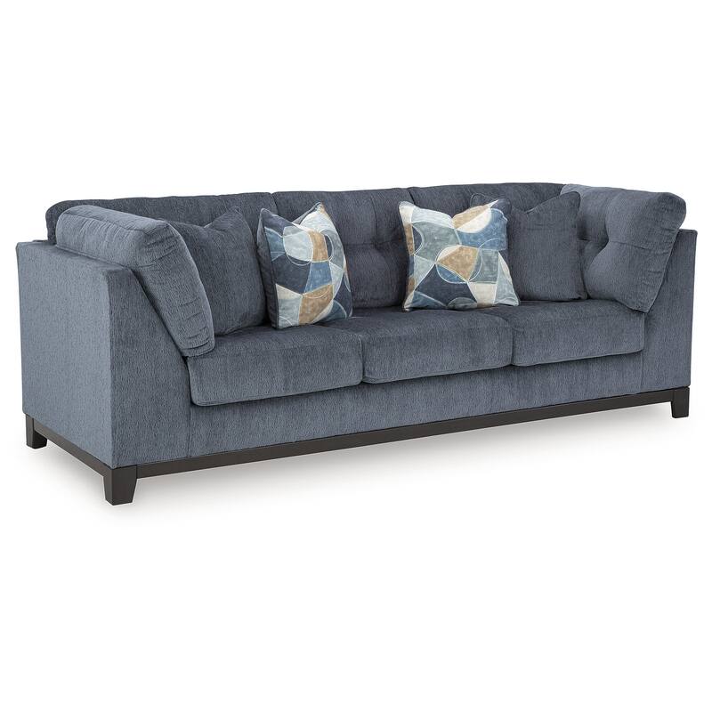 Signature Design by Ashley Maxon Place Dark Blue 3-Piece Sectional with Chaise - 140" W x 100" D x 37" H