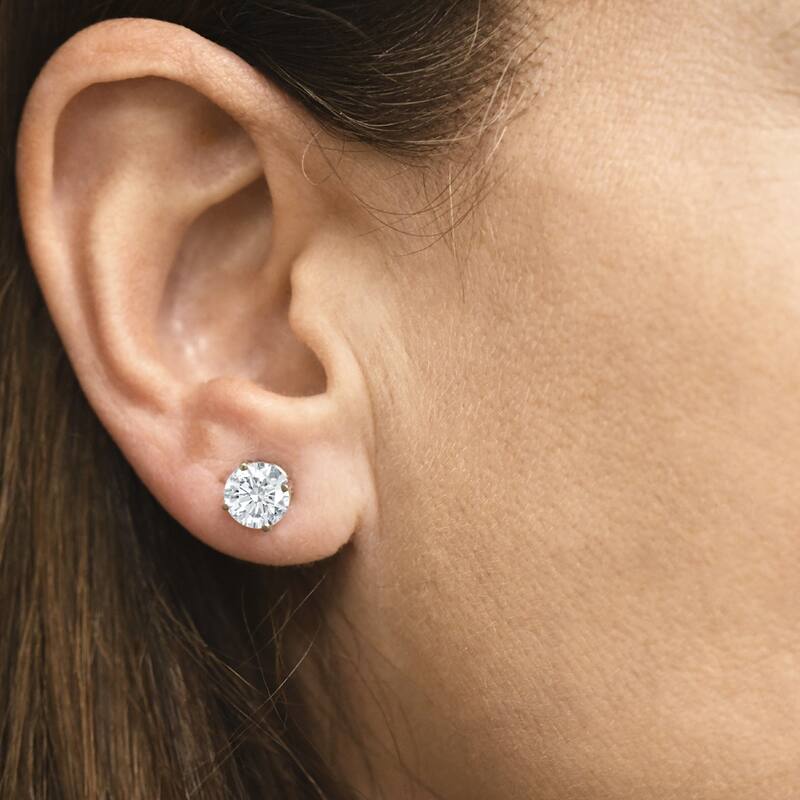 2 1/4 Ct T.W. Round Cut Diamond Studs Lab Grown White Gold