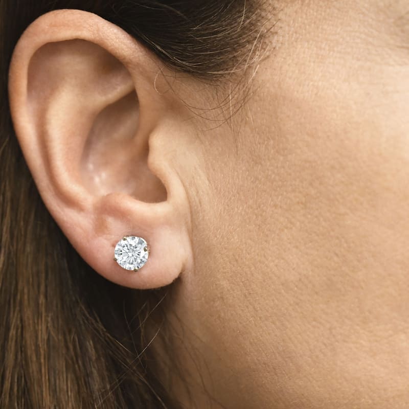 Certified 2Ct TW Diamond Studs Screw Back White Gold Lab Grown