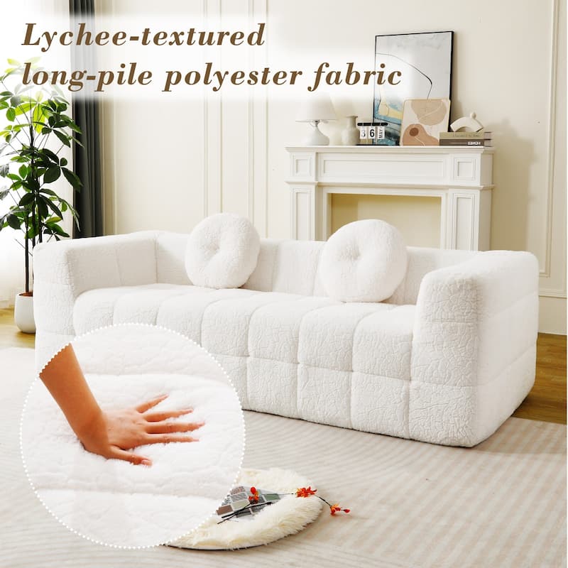 5-seater Boneless Foam Couch with Four Circular Throw Pillows