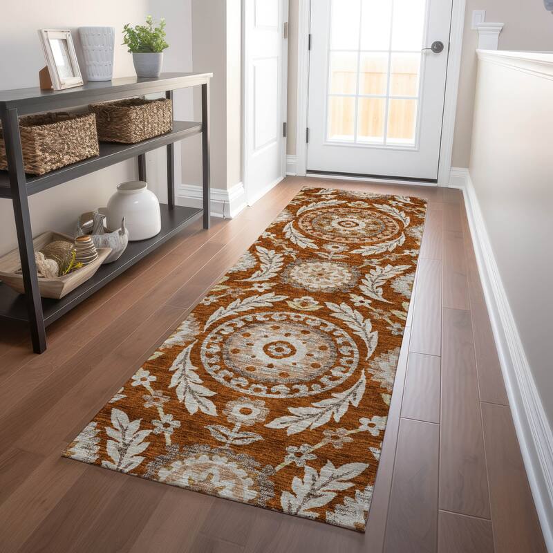 Premium Washable Super Soft Boho Global Mayfield Rug - Paprika - 2' 3" x 7' 6"