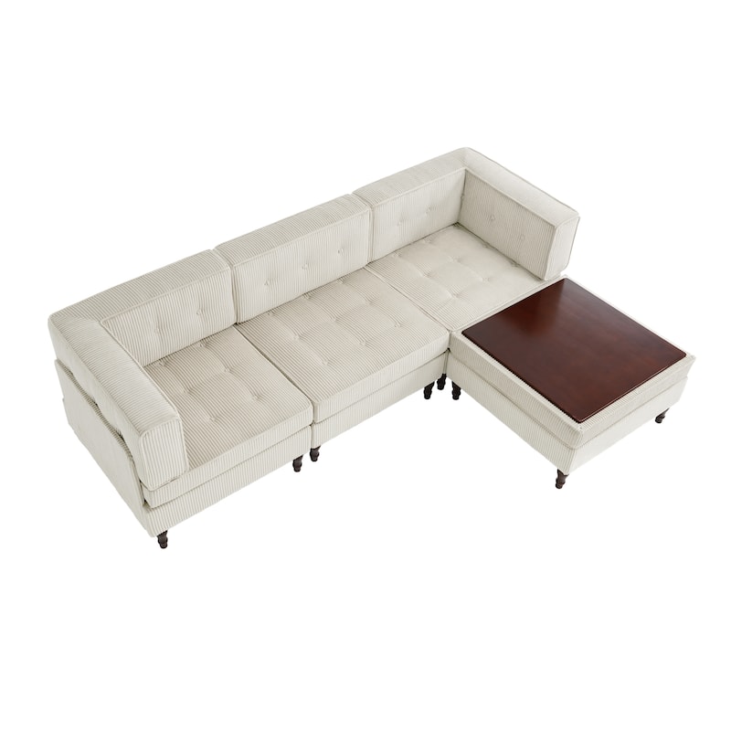Oversized Sofa Corduroy Tufted Modular Sectional Set