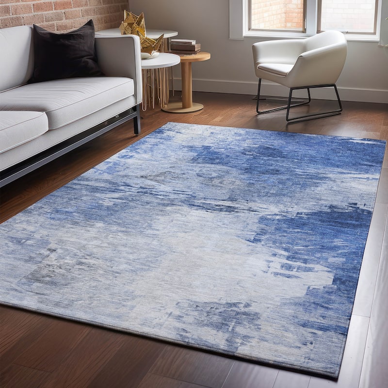 Premium Washable Super Soft Watercolor Mayfield Rug - Blue - 10' x 14'