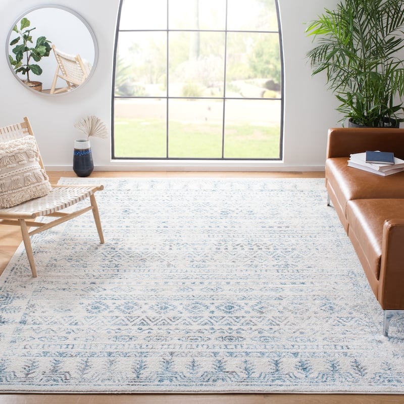 SAFAVIEH Tulum Luna Moroccan Boho Rug - 8' x 10' - Ivory/Teal