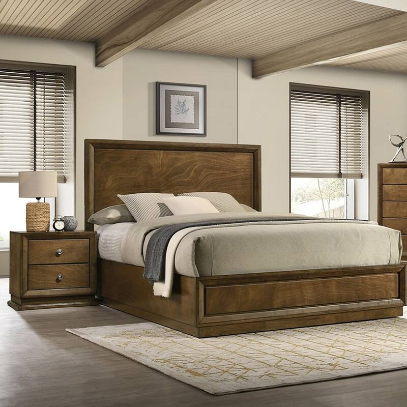 2/3-Piece Bedroom Sets Queen/Full Size Upholstered Bed w Storage/LED Nightstands Dresser/Ottoman Black/Walnut