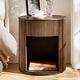 preview thumbnail 17 of 22, Bert Modern 22" Tall Round Solid Wood Full Assembly End Table WIth Storage By HUALALA HOME Walnut