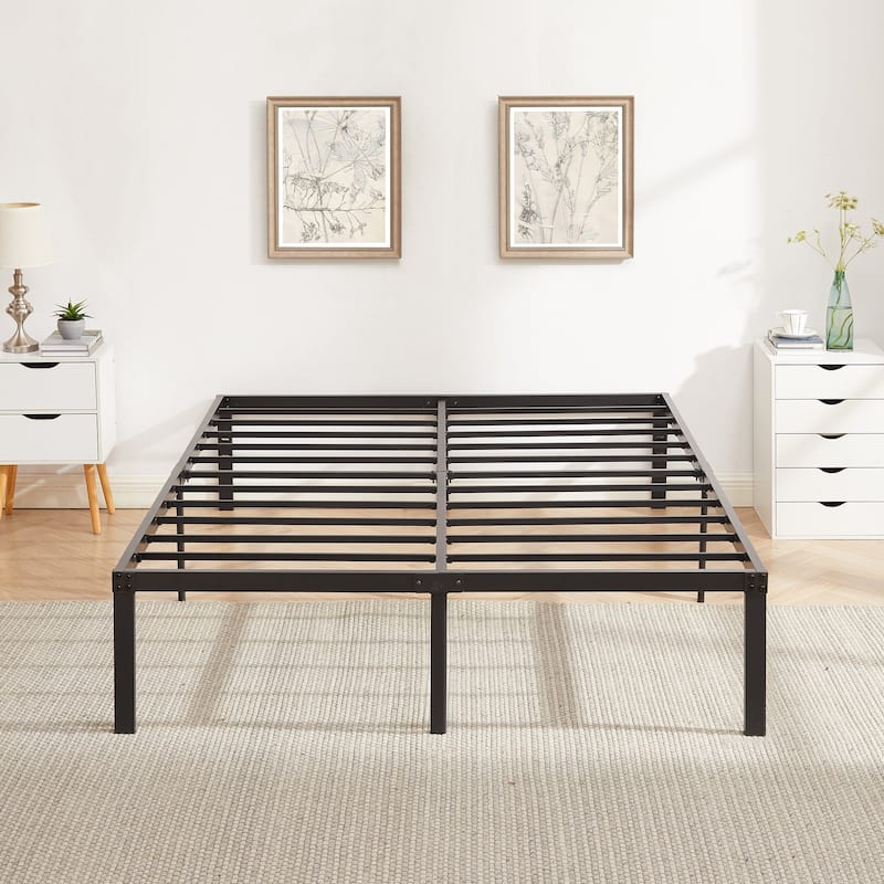 Javlergo 14/16/18 Inch Metal Platform Bed Frame, Heavy Duty Slat Support /No Box Spring Needed