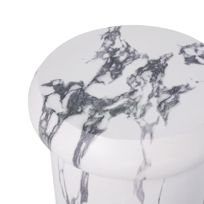 Christopher Knight Home - Lightweight Concrete Sculptural Side Table with Faux Marble Travertine Finish for Indoor & Outdoor