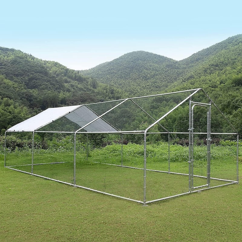 BOSSIN Bold Chicken Coop Run Large Metal Chicken Pen OutdoorPoultry Cage Spire Shape Heavy Duty Walkin for Yard with Waterproof