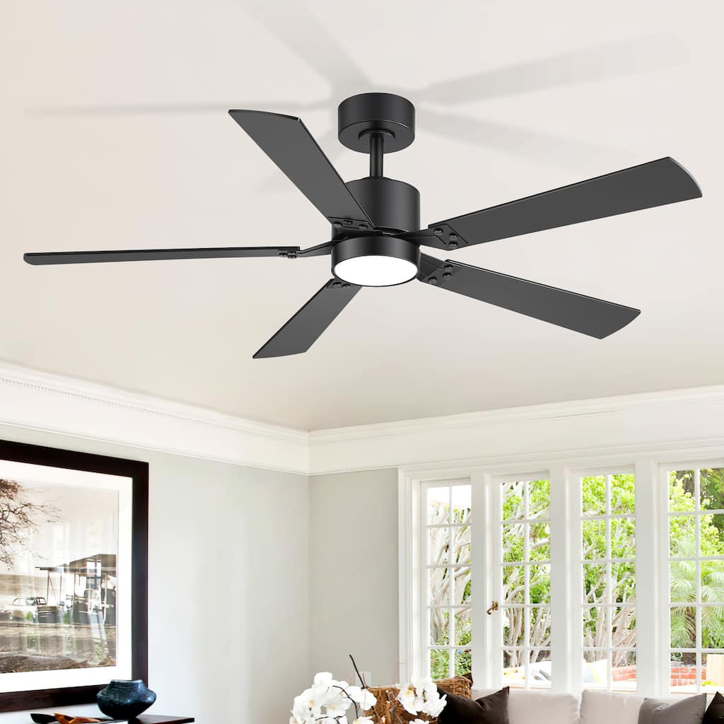 52" RGB LED Ceiling Fan with Light,5 Blade,Dimmable Main Light,6 Speed DC Motor,Reversible,Remote Control