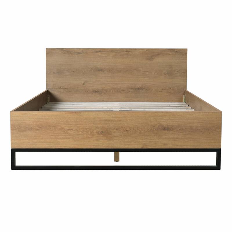 Engineered Wood Bed Frame, Natural & Black Color