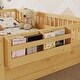 preview thumbnail 2 of 10, Full Size Toddler Floor Bed Fence Bed with Guardrails, Natural