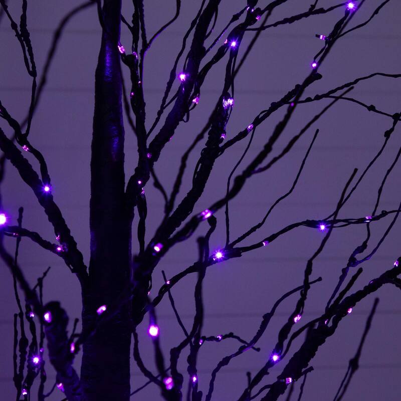 Pre-Lit Black Twig Artificial Halloween Tree - 7' - Multicolor LED Lights