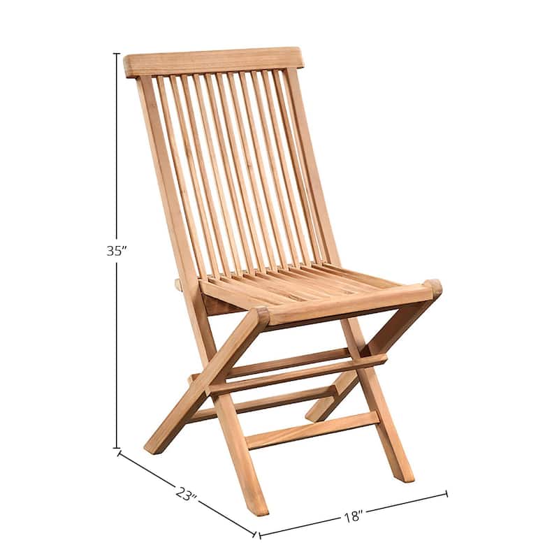 Fuling Natural Finish Indoor-Outdoor Slatted Teak Folding Chair