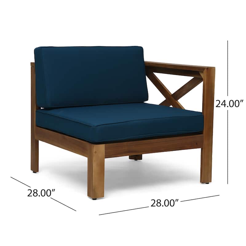 L Shaped Sofa Set Outdoor Acacia Wood Sectional Couch with Coffee Table