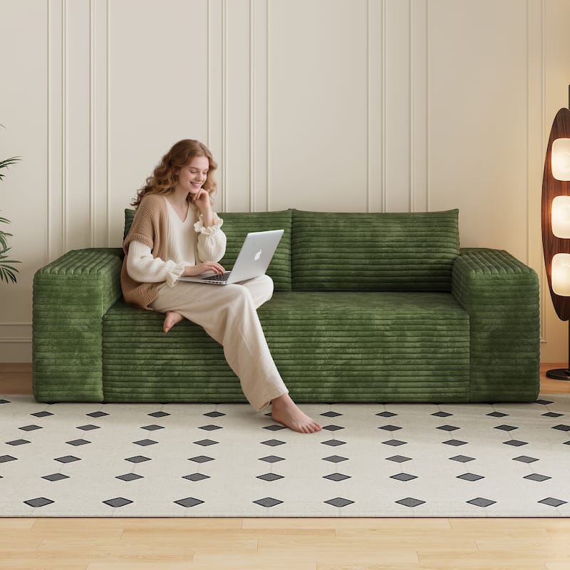 78.8" Corduroy Loveseat Sofa - Deep Seat, No Assembly Required, for Living Room, Bedroom, Apartment