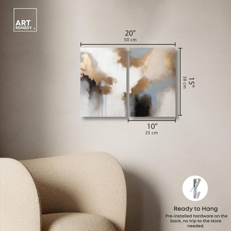 Golden Nebula Canvas Set of 2 by Art Remedy, Gallery Wrapped