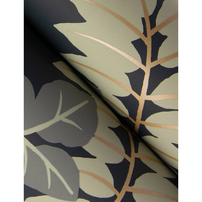 A-Street Prints Caspian Charcoal Jungle Prowl Wallpaper