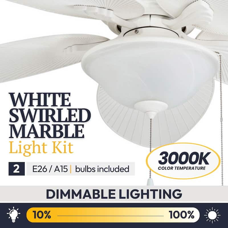 52" Solana Outdoor LED Ceiling Fan, White - 52-inch