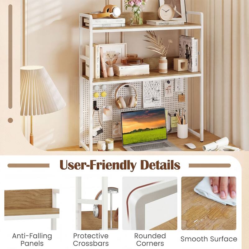 Gymax 2-Tier Countertop Desktop Bookshelf w/ Metal Pegboard 2