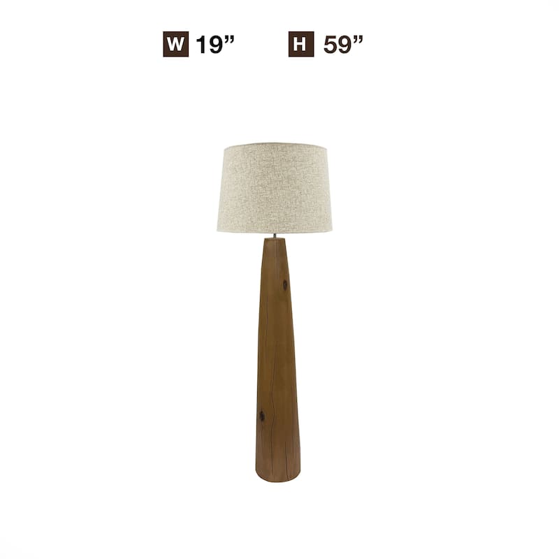 Brown 59" Tall Resin Floor Lamp with Woodgrain Base and Linen Shade