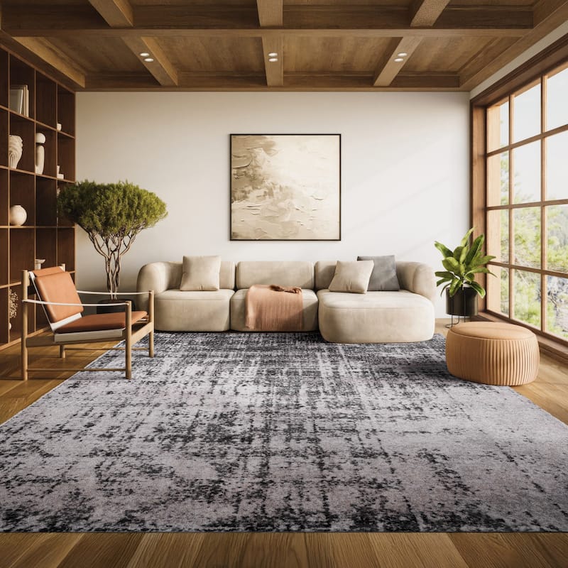 SAFAVIEH Adirondack Guillerma Modern Abstract Distressed Rug - 11' x 15' - Silver/Black