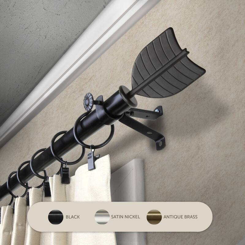 InStyleDesign Quill Adjustable Curtain Rod - 28 to 48 inches - Black