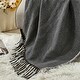 preview thumbnail 3 of 4, Wellco Ultra Soft Knitted Throw Blanket With Boho Tassels - 50" x 60", Stripe Patterns, Black