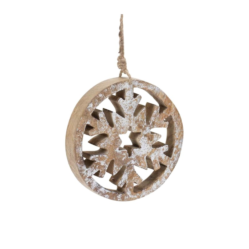 Club 12 White Brown Cut Out Snowflake Christmas Disc Ornaments 8"