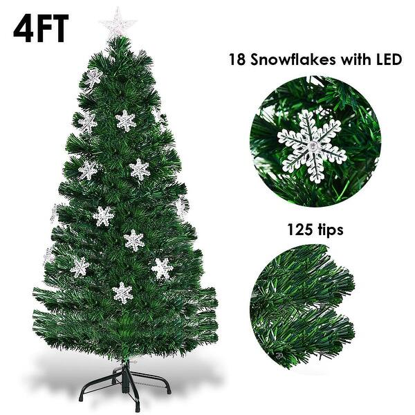 Shop Costway 4ft Pre Lit Fiber Optic Christmas Tree Multicolor