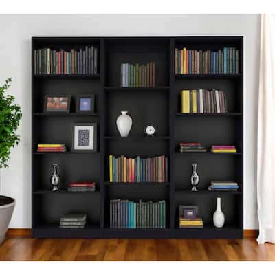 HomeRoots Set of Three Black Wood Four Tier Bookcases