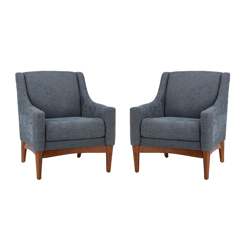 Francis Mid-century Modern Upholstered Armchair with Sloped Arms and Solid Wood Legs Set of 2 by HULALA HOME