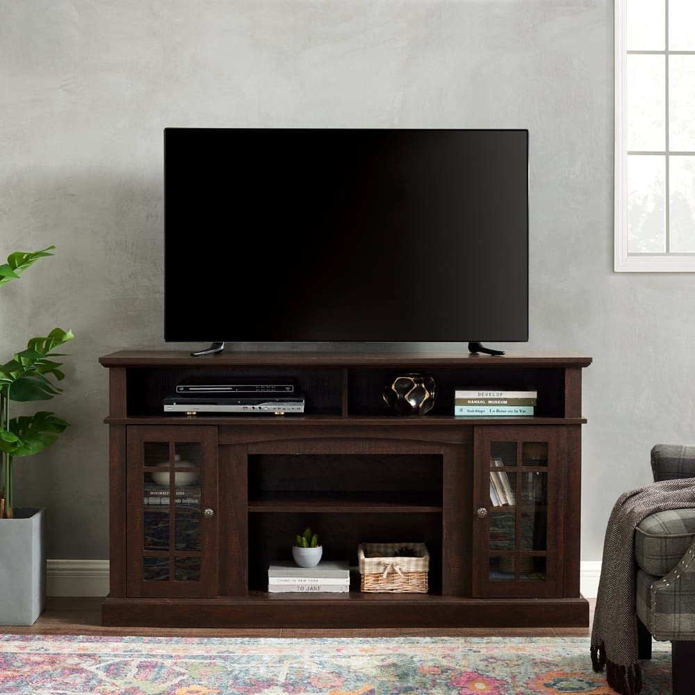 Espresso Modern Entertainment Center TV Media Stand Spacious Storage for TVs up to 65"