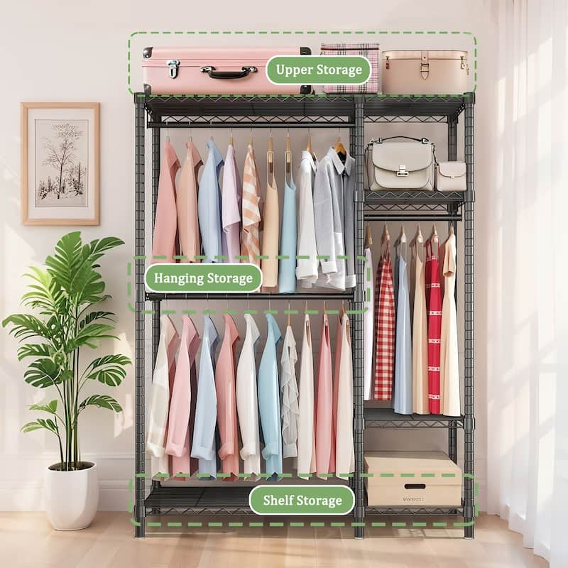 Heavy-Duty Garment Rack with 6 Adjustable Shelves Extra Large Capacity