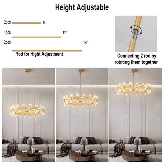 KAYLA Wagon Wheel Chandelier With Crystal Shade