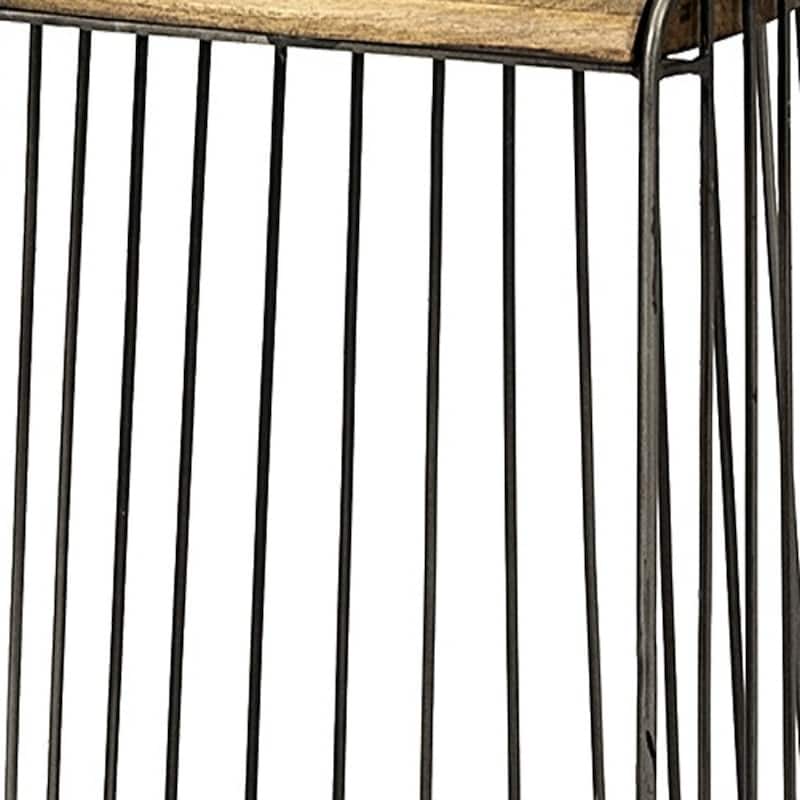 29" Light Brown Wooden Seat Bar Stool with Black Metal Frame and Comfortable Footrest for Kitchen - 30.5”H x 14”W x 16.5”D