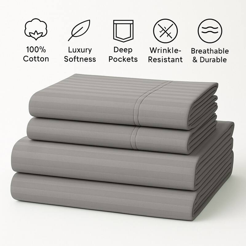 Premium Breathable Cotton Deep Pocket Sheet Set Hotel-Quality Comfort