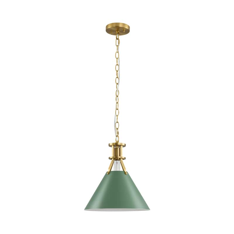 1-Light Modern Industrial Brushed Gold Cone Adjustable Pendant Light for Kitchen Island