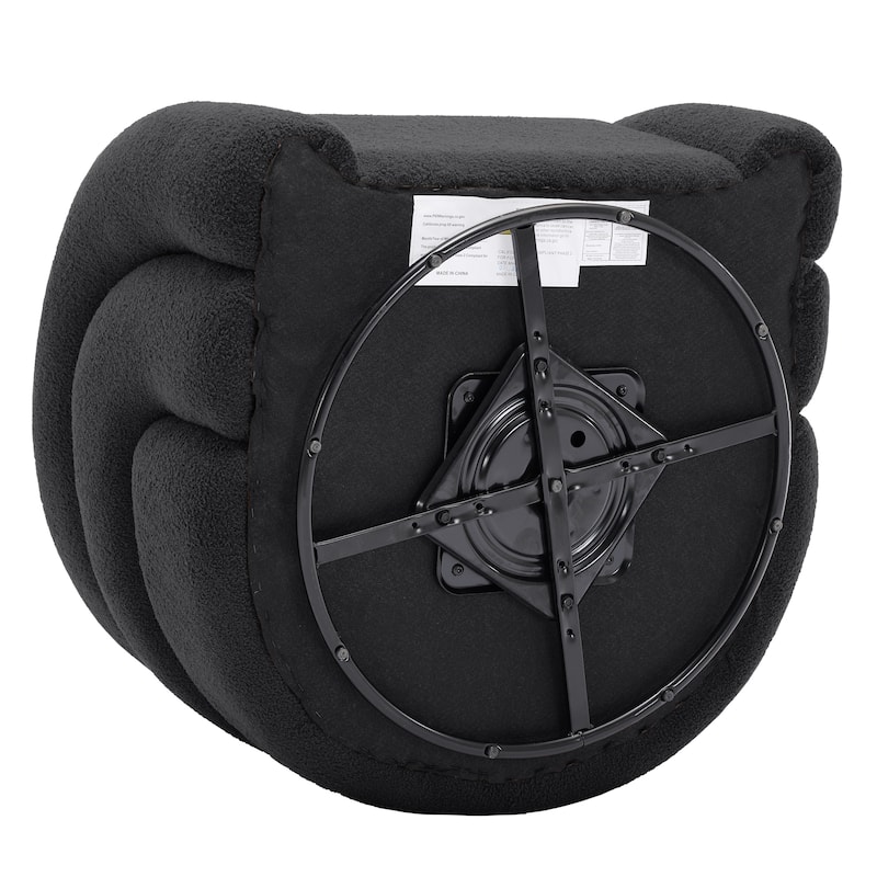Modern Upholstered Swivel 360 degree Rotation Boucle Barrel Chair