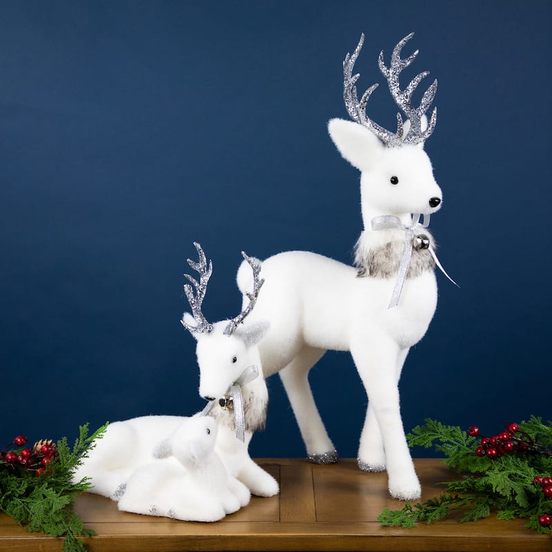 Laying Reindeer Mom and Calf Christmas Figurine - 11.5"