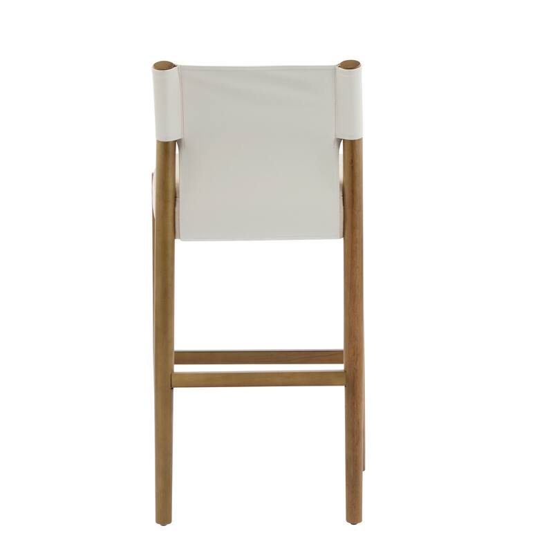 Roomfitters Modern Solid Wood Bar Stools with Polyester Cushion, Minimalist Design, White Set of 2