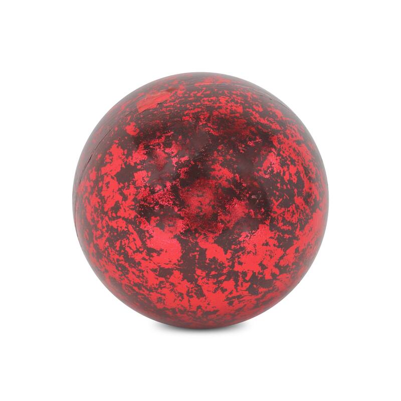 HomeRoots 6" Red Paper Hand Painted Orb Tabletop Sculpture - 6.00 in. x 6.00 in. x 6.00 in.
