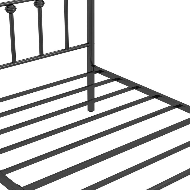 14 Inch Metal Victorian Platform Bed Frame with Headboard and Footboard, Heavy Duty Mattress Foundation with Steel Slats Support