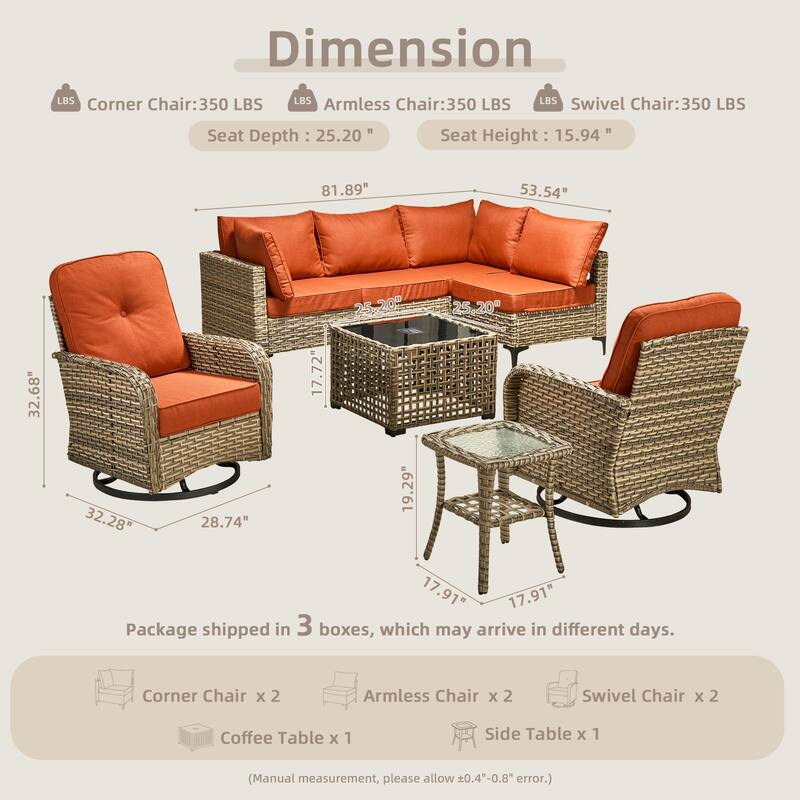 HOOOWOOO 8-piece Outdoor Seating Sofa Patio Wicker Swivel Chair Set