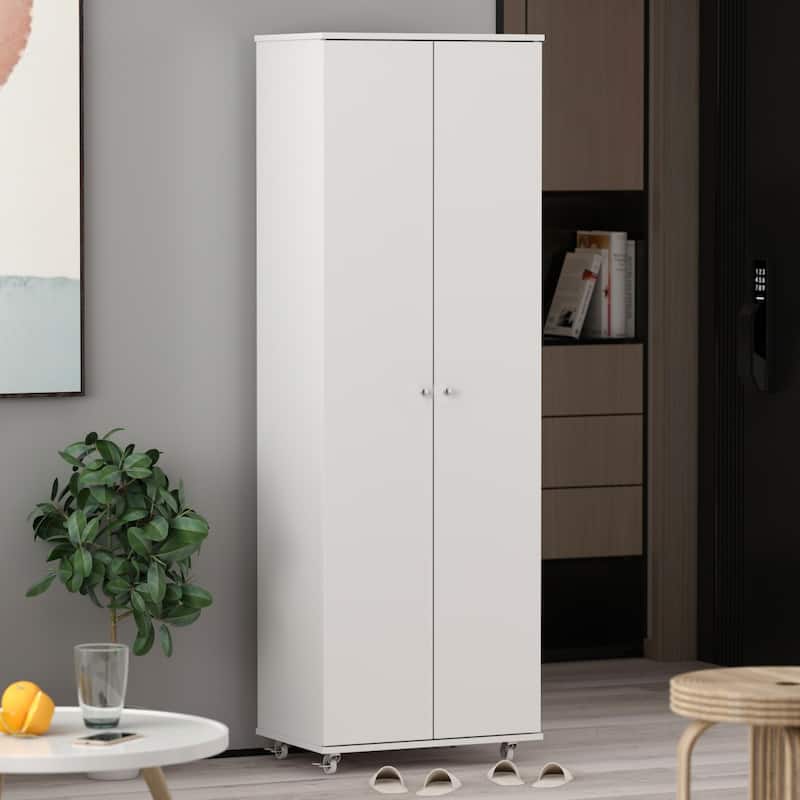 71" Closet Storage Cabinet 8-Tier Shoe Rack with Wheel Entryway Shelf - 23.6"L x 15.7"W x 70.9"H