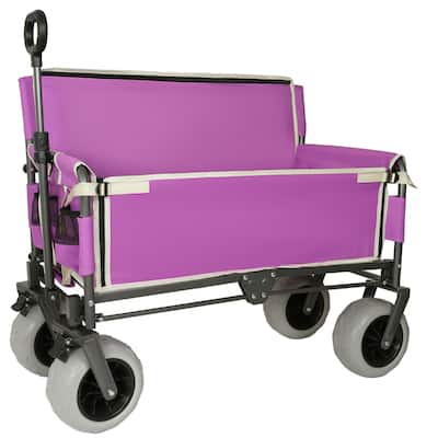 3-in-1 Heavy-Duty Convertible Folding Wagon Cart with Bench Seat & Storage - 500lbs, 180L Capacity Utility Wagon